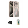 MARSİLYAN™- iPhone 15 Pro Max Kılıf Yadigar Asil Koleksiyonu - Siyah Polymer Nano Ekran Koruyucu + Titanyum Gri Raze Metal Kamera Lens