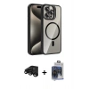 MARSİLYAN™- iPhone 15 Pro Max Kılıf Yadigar Asil Koleksiyonu - Siyah Vanessa Magic Cam + Raze Metal Kamera Lens - SH