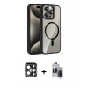 MARSİLYAN™- iPhone 15 Pro Max Kılıf Yadigar Asil Koleksiyonu - Siyah Vanessa Magic Hayalet Cam + PVD Metal Kamera Lens - LT