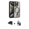 MARSİLYAN™- iPhone 15 Pro Max Kılıf Yadigar Asil Koleksiyonu - Siyah Vanessa Magic Hayalet Cam + Raze Metal Kamera Lens - GS