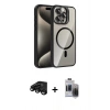 MARSİLYAN™- iPhone 15 Pro Max Kılıf Yadigar Asil Koleksiyonu - Siyah Vanessa Magic Hayalet Cam + Raze Metal Kamera Lens - SH