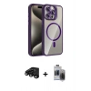 MARSİLYAN™- iPhone 15 Pro Max Kılıf Yadigar Asil Koleksiyonu - Siyah Vanessa Magic Hayalet Cam + Raze Metal Kamera Lens - SH