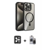 MARSİLYAN™- iPhone 15 Pro Max Kılıf Yadigar Asil Koleksiyonu - Siyah Vanessa Magic Hayalet Cam + PVD Metal Kamera Lens - SH