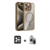 MARSİLYAN™- iPhone 15 Pro Max Kılıf Yadigar Asil Koleksiyonu - Siyah Vanessa Magic Hayalet Cam + PVD Metal Kamera Lens - SH