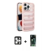 MARSİLYAN™- iPhone 15 Pro Max Kılıf Yadigar Doku Özel Seri - Şeffaf 360 Full Body Arka Koruyucu + PVD Metal Kamera Lens - GS