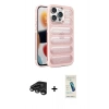 MARSİLYAN™- iPhone 15 Pro Max Kılıf Yadigar Doku Özel Seri - Şeffaf Pasifik Cam Ekran Koruyucu + Titanyum Gri Raze Metal Kamera Lens