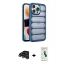 MARSİLYAN™- iPhone 15 Pro Max Kılıf Yadigar Doku Özel Seri - Şeffaf Pasifik Cam Ekran Koruyucu + Titanyum Gri Raze Metal Kamera Lens