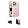 MARSİLYAN™- iPhone 15 Pro Max Kılıf Yadigar Doku Özel Seri - Siyah 3D Antistatik Mat Seramik Nano Ekran Koruyucu + Raze Metal Kamera Lens - GS