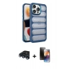 MARSİLYAN™- iPhone 15 Pro Max Kılıf Yadigar Doku Özel Seri - Siyah 3D Antistatik Mat Seramik Nano Ekran Koruyucu + Raze Metal Kamera Lens - LT