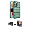 MARSİLYAN™- iPhone 15 Pro Max Kılıf Yadigar Doku Özel Seri - Siyah 3D Antistatik Mat Seramik Nano Ekran Koruyucu + Raze Metal Kamera Lens - GS