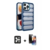 MARSİLYAN™- iPhone 15 Pro Max Kılıf Yadigar Doku Özel Seri - Siyah 3D Antistatik Mat Seramik Nano Ekran Koruyucu + PVD Metal Kamera Lens - GI
