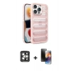 MARSİLYAN™- iPhone 15 Pro Max Kılıf Yadigar Doku Özel Seri - Siyah 3D Antistatik Mat Seramik Nano Ekran Koruyucu + PVD Metal Kamera Lens - GI