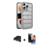 MARSİLYAN™- iPhone 15 Pro Max Kılıf Yadigar Doku Özel Seri - Siyah 3D Antistatik Mat Seramik Nano Ekran Koruyucu + Raze Metal Kamera Lens - GS