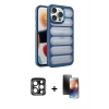 MARSİLYAN™- iPhone 15 Pro Max Kılıf Yadigar Doku Özel Seri - Siyah 3D Antistatik Mat Seramik Nano Ekran Koruyucu + PVD Metal Kamera Lens - LT