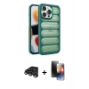 MARSİLYAN™- iPhone 15 Pro Max Kılıf Yadigar Doku Özel Seri - Siyah 3D Antistatik Mat Seramik Nano Ekran Koruyucu + Titanyum Gri Raze Metal Kamera Lens