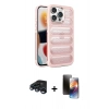 MARSİLYAN™- iPhone 15 Pro Max Kılıf Yadigar Doku Özel Seri - Siyah 3D Antistatik Mat Seramik Nano Ekran Koruyucu + Raze Metal Kamera Lens - LT