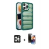 MARSİLYAN™- iPhone 15 Pro Max Kılıf Yadigar Doku Özel Seri - Siyah 3D Antistatik Mat Seramik Nano Ekran Koruyucu + PVD Metal Kamera Lens - GI