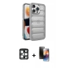 MARSİLYAN™- iPhone 15 Pro Max Kılıf Yadigar Doku Özel Seri - Siyah 3D Antistatik Mat Seramik Nano Ekran Koruyucu + PVD Metal Kamera Lens - LT