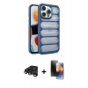 MARSİLYAN™- iPhone 15 Pro Max Kılıf Yadigar Doku Özel Seri - Siyah 3D Antistatik Mat Seramik Nano Ekran Koruyucu + Titanyum Gri Raze Metal Kamera Lens