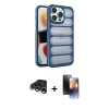 MARSİLYAN™- iPhone 15 Pro Max Kılıf Yadigar Doku Özel Seri - Siyah 3D Antistatik Mat Seramik Nano Ekran Koruyucu + Raze Metal Kamera Lens - GS