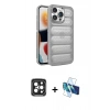MARSİLYAN™- iPhone 15 Pro Max Kılıf Yadigar Doku Özel Seri - Siyah 3D Antistatik Seramik Nano Ekran Koruyucu + PVD Metal Kamera Lens - SH