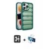MARSİLYAN™- iPhone 15 Pro Max Kılıf Yadigar Doku Özel Seri - Siyah 3D Antistatik Seramik Nano Ekran Koruyucu + PVD Metal Kamera Lens - GI