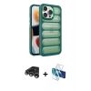 MARSİLYAN™- iPhone 15 Pro Max Kılıf Yadigar Doku Özel Seri - Siyah 3D Antistatik Seramik Nano Ekran Koruyucu + Raze Metal Kamera Lens - GS
