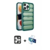 MARSİLYAN™- iPhone 15 Pro Max Kılıf Yadigar Doku Özel Seri - Siyah 3D Antistatik Seramik Nano Ekran Koruyucu + PVD Metal Kamera Lens - GS