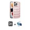 MARSİLYAN™- iPhone 15 Pro Max Kılıf Yadigar Doku Özel Seri - Siyah 3D Antistatik Seramik Nano Ekran Koruyucu + PVD Metal Kamera Lens - SH