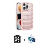 MARSİLYAN™- iPhone 15 Pro Max Kılıf Yadigar Doku Özel Seri - Siyah 3D Antistatik Seramik Nano Ekran Koruyucu + PVD Metal Kamera Lens - TU