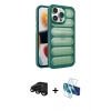MARSİLYAN™- iPhone 15 Pro Max Kılıf Yadigar Doku Özel Seri - Siyah 3D Antistatik Seramik Nano Ekran Koruyucu + Raze Metal Kamera Lens - SH