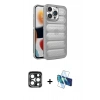 MARSİLYAN™- iPhone 15 Pro Max Kılıf Yadigar Doku Özel Seri - Siyah 3D Antistatik Seramik Nano Ekran Koruyucu + PVD Metal Kamera Lens - LT
