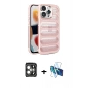 MARSİLYAN™- iPhone 15 Pro Max Kılıf Yadigar Doku Özel Seri - Siyah 3D Antistatik Seramik Nano Ekran Koruyucu + PVD Metal Kamera Lens - GI
