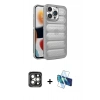 MARSİLYAN™- iPhone 15 Pro Max Kılıf Yadigar Doku Özel Seri - Siyah 3D Antistatik Seramik Nano Ekran Koruyucu + PVD Metal Kamera Lens - GI