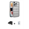 MARSİLYAN™- iPhone 15 Pro Max Kılıf Yadigar Doku Özel Seri - Siyah Bilvis 0.18mm Plus Cam Ekran Koruyucu + Raze Metal Kamera Lens - GS