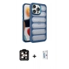 MARSİLYAN™- iPhone 15 Pro Max Kılıf Yadigar Doku Özel Seri - Siyah Bilvis 0.18mm Plus Cam Ekran Koruyucu + PVD Metal Kamera Lens - TU