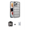 MARSİLYAN™- iPhone 15 Pro Max Kılıf Yadigar Doku Özel Seri - Siyah Bilvis 0.18mm Plus Cam Ekran Koruyucu + PVD Metal Kamera Lens - TU