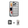 MARSİLYAN™- iPhone 15 Pro Max Kılıf Yadigar Doku Özel Seri - Siyah Bilvis 3D Cam Ekran Koruyucu + PVD Metal Kamera Lens - GI