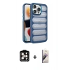 MARSİLYAN™- iPhone 15 Pro Max Kılıf Yadigar Doku Özel Seri - Siyah Bilvis 3D Mat Cam Ekran Koruyucu + PVD Metal Kamera Lens - TU