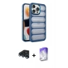 MARSİLYAN™- iPhone 15 Pro Max Kılıf Yadigar Doku Özel Seri - Siyah Bilvis 5in1 3D Magic Cam Ekran Koruyucu + Raze Metal Kamera Lens - LT
