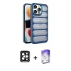 MARSİLYAN™- iPhone 15 Pro Max Kılıf Yadigar Doku Özel Seri - Siyah Bilvis 5in1 3D Magic Cam Ekran Koruyucu + PVD Metal Kamera Lens - SH