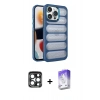 MARSİLYAN™- iPhone 15 Pro Max Kılıf Yadigar Doku Özel Seri - Siyah Bilvis 5in1 3D Magic Cam Ekran Koruyucu + PVD Metal Kamera Lens - LT
