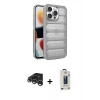 MARSİLYAN™- iPhone 15 Pro Max Kılıf Yadigar Doku Özel Seri - Siyah Bilvis Hayalet Cam Ekran Koruyucu + Raze Metal Kamera Lens - GS