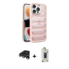 MARSİLYAN™- iPhone 15 Pro Max Kılıf Yadigar Doku Özel Seri - Siyah Bilvis Hayalet Cam Ekran Koruyucu + Raze Metal Kamera Lens - GS