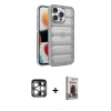 MARSİLYAN™- iPhone 15 Pro Max Kılıf Yadigar Doku Özel Seri - Siyah Bilvis Hayalet Cam Ekran Koruyucu + PVD Metal Kamera Lens - GS