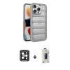 MARSİLYAN™- iPhone 15 Pro Max Kılıf Yadigar Doku Özel Seri - Siyah Bilvis Hayalet Cam Ekran Koruyucu + PVD Metal Kamera Lens - SH