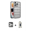 MARSİLYAN™- iPhone 15 Pro Max Kılıf Yadigar Doku Özel Seri - Siyah Bilvis Hayalet Cam Ekran Koruyucu + PVD Metal Kamera Lens - GS
