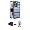 MARSİLYAN™- iPhone 15 Pro Max Kılıf Yadigar Doku Özel Seri - Siyah Bilvis Hayalet Cam Ekran Koruyucu + Raze Metal Kamera Lens - SH