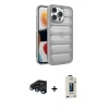 MARSİLYAN™- iPhone 15 Pro Max Kılıf Yadigar Doku Özel Seri - Siyah Bilvis Hayalet Cam Ekran Koruyucu + Raze Metal Kamera Lens - LT