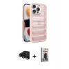 MARSİLYAN™- iPhone 15 Pro Max Kılıf Yadigar Doku Özel Seri - Siyah Bilvis Hayalet Cam Ekran Koruyucu + Raze Metal Kamera Lens - SH